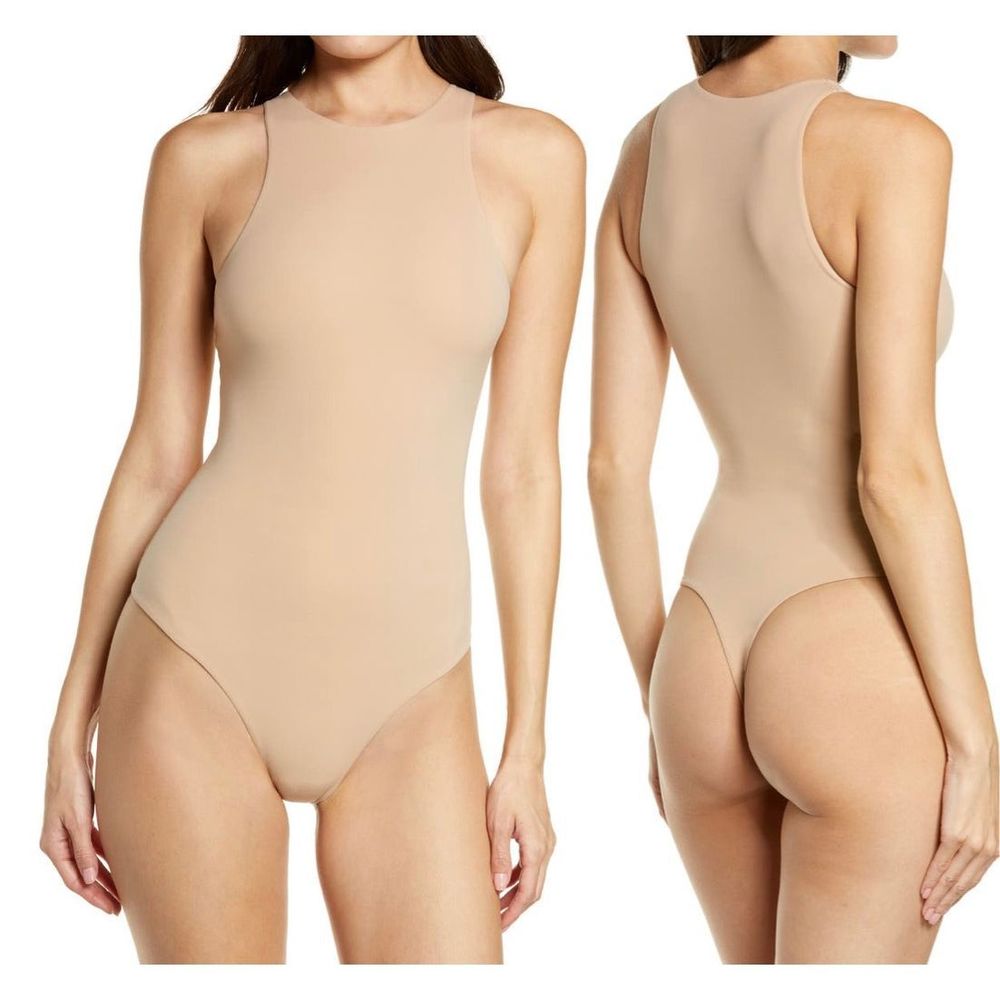 SKIMS Fits Everybody High Neck Bodysuit Sand Size L - Picture 2 of 8